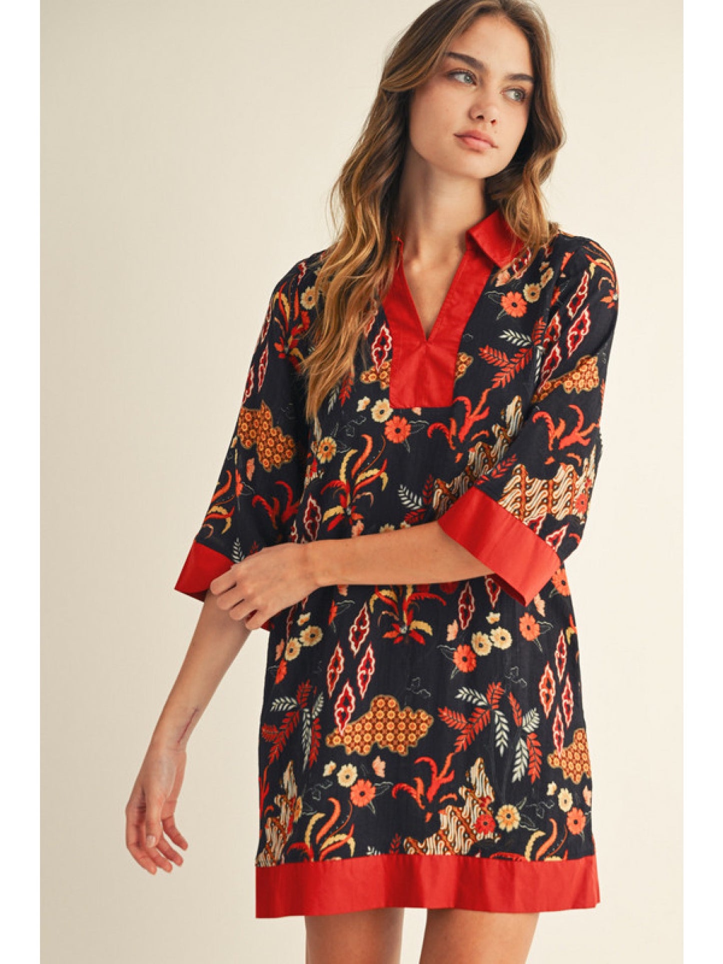 Boho Floral Shift Dress 14849