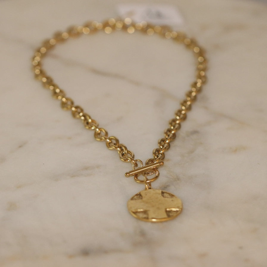 The Lord's Prayer Cross Medallion/ Stainless Steel