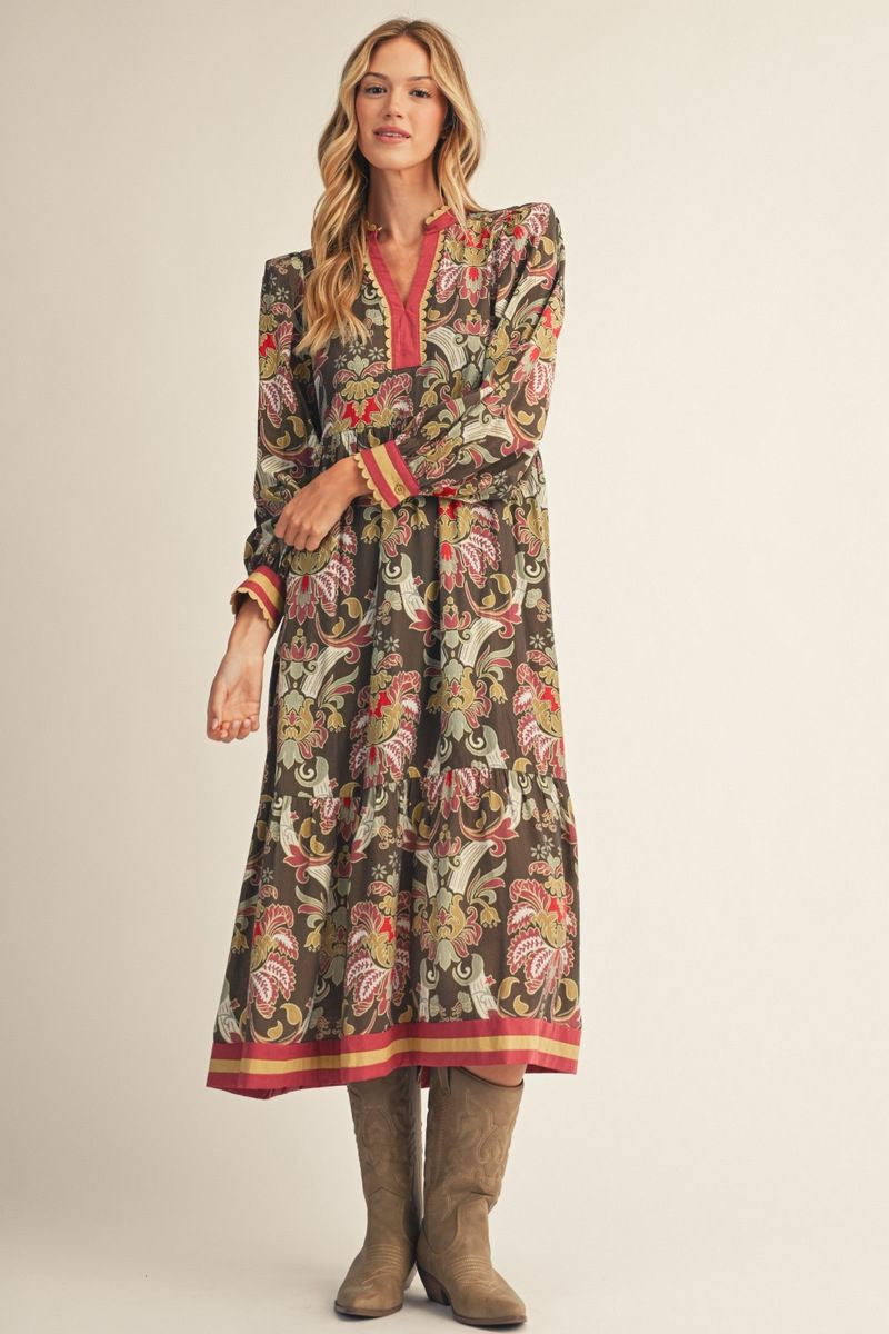 Baroque Floral Midi M7028