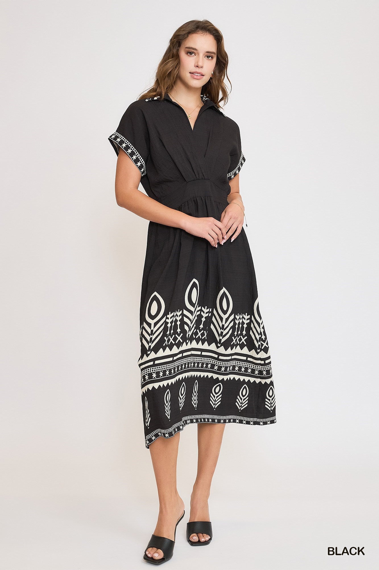Borderprint Collared Mini Dress 9281