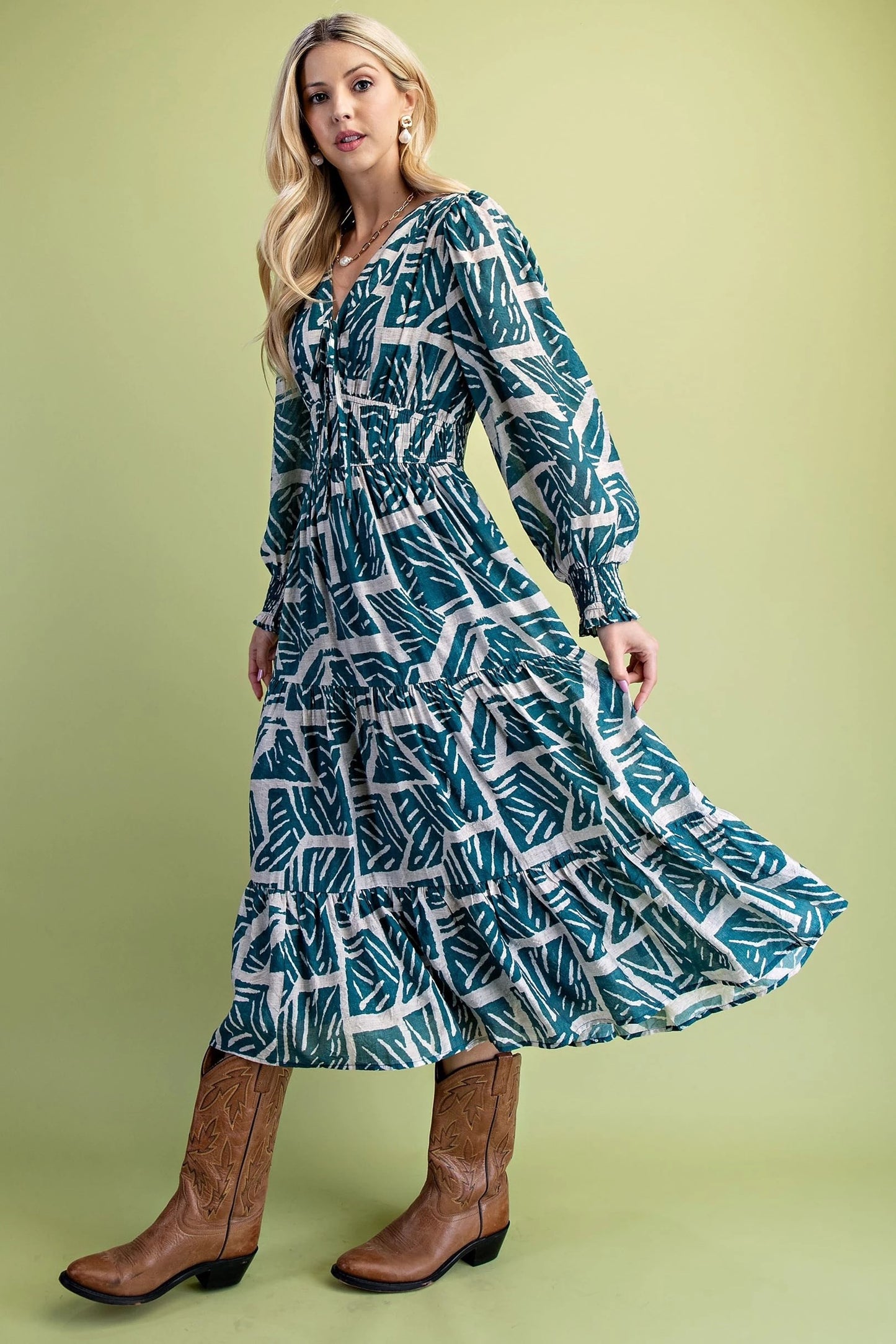 Double Tier Elastic Waist Midi TE1309