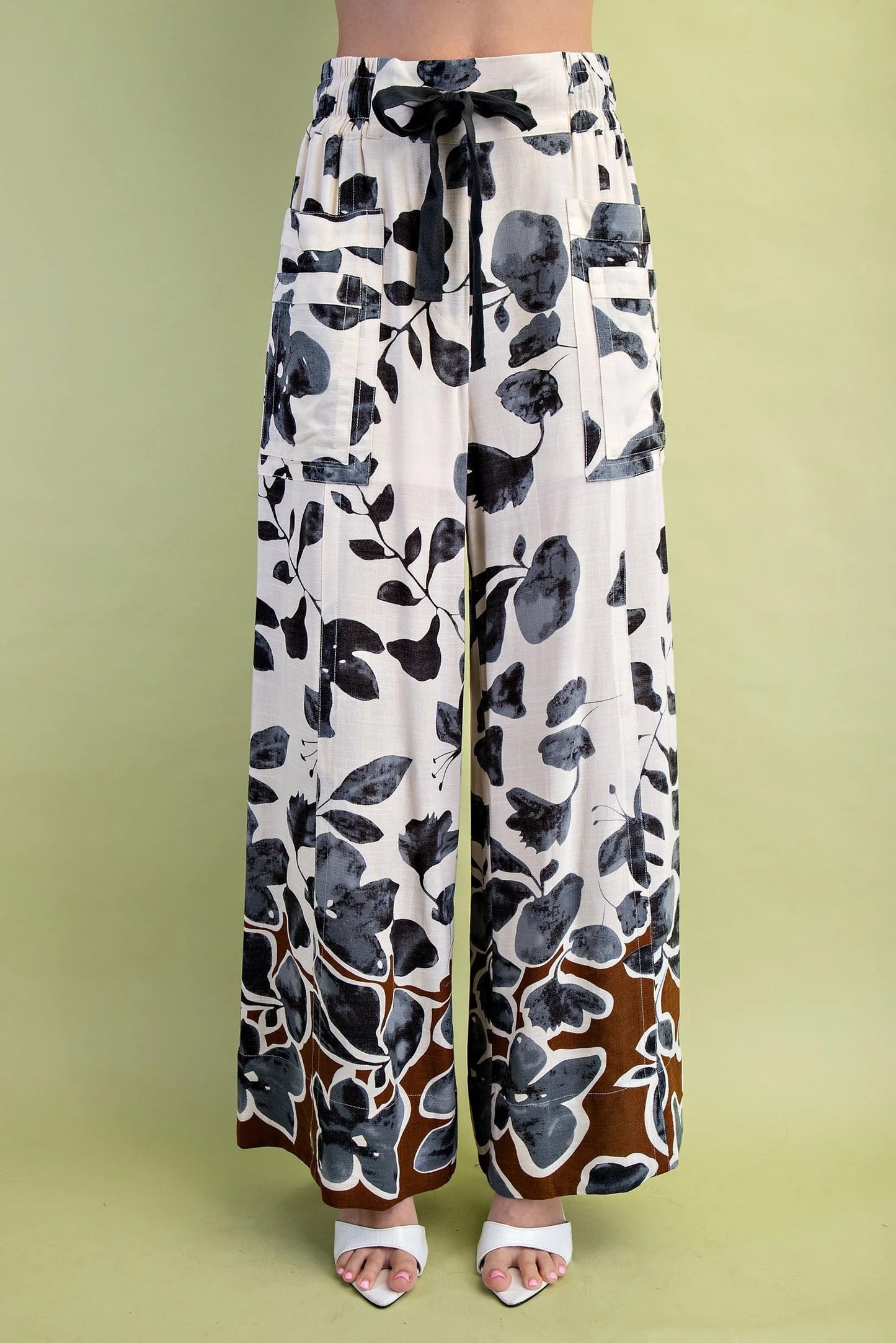 Leaf Print Wide Leg Pant 1311