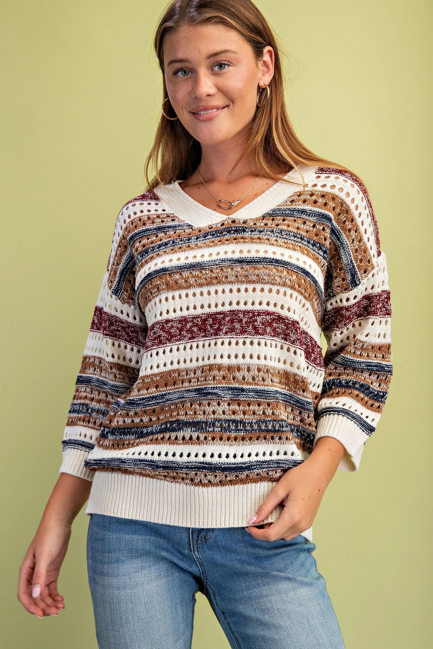 Striped Crochet Sweater 1452