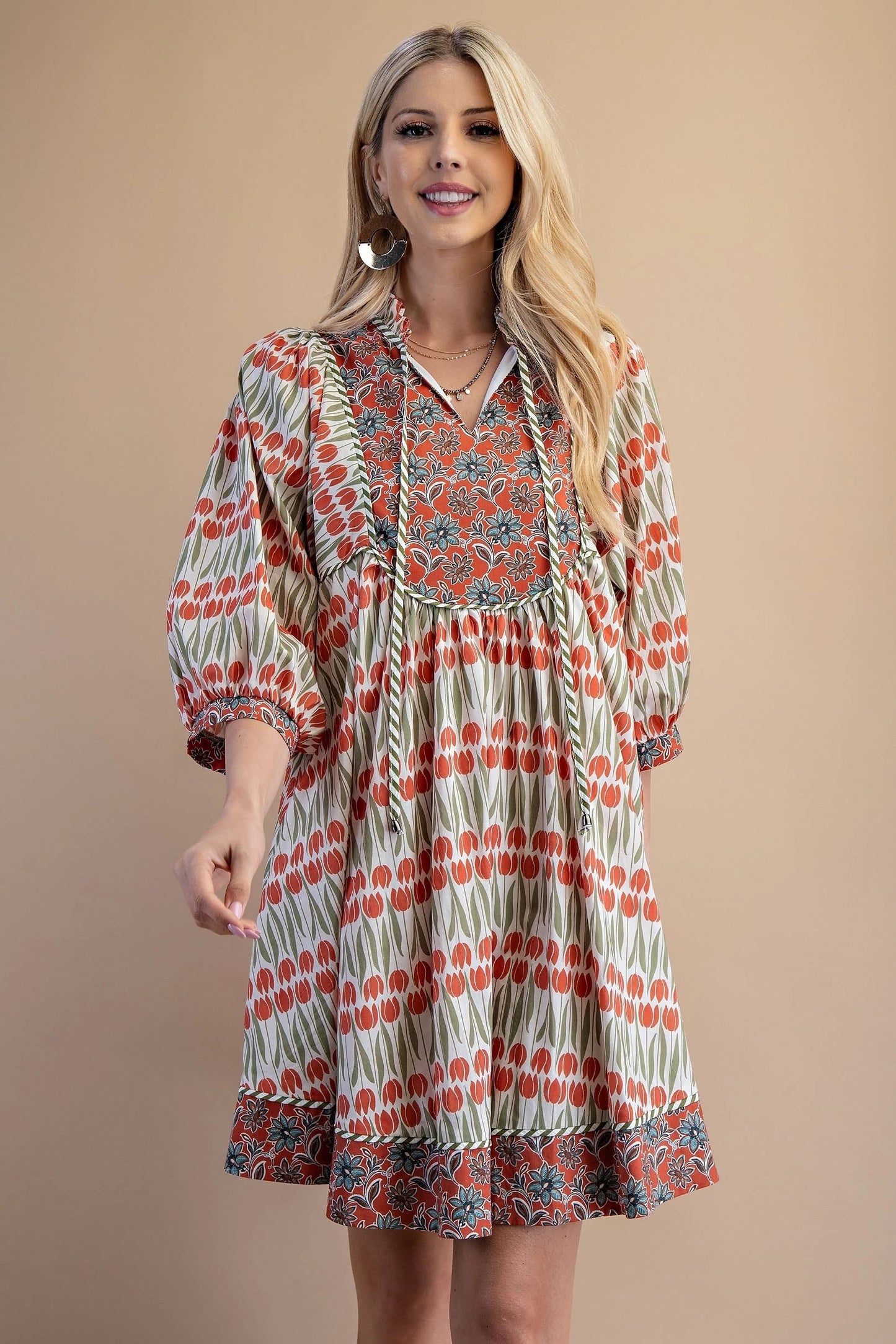 Contrasting Fabrics Dress 1883