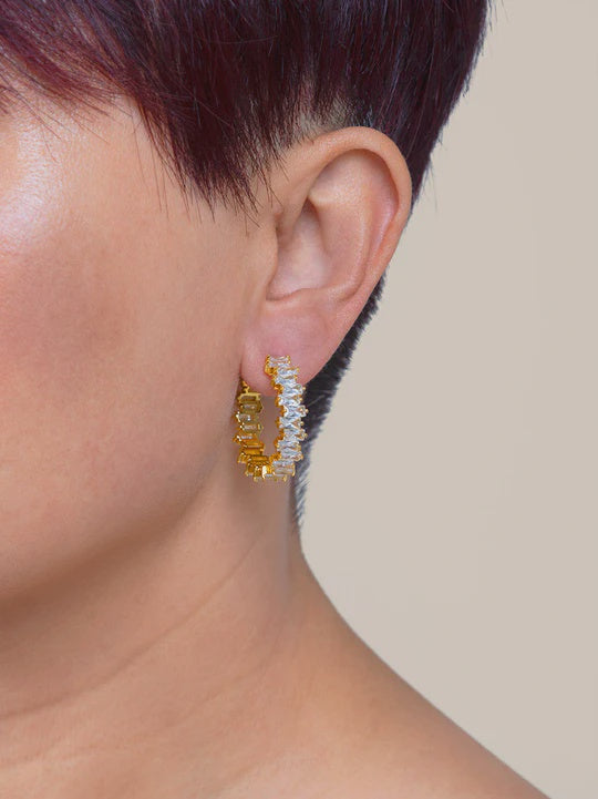 Medium Stacked Crystal Hoops E2637