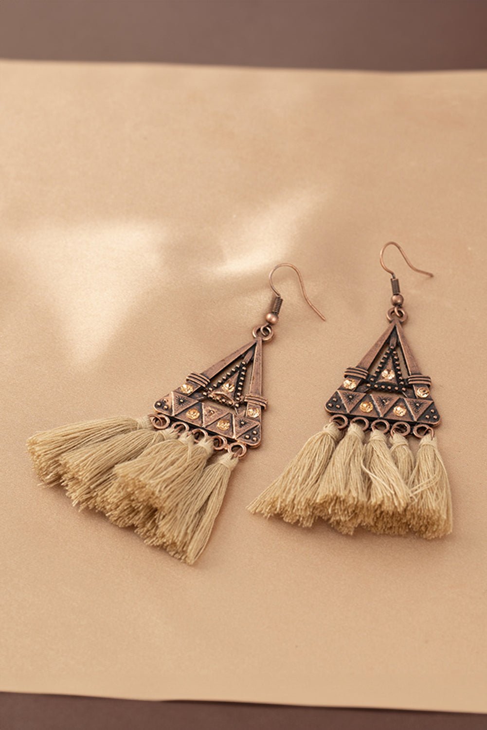 Allison Triangle Metal Tasseled Earrings - Hello Beautiful BoutiqueJewelryThreaded Pear
