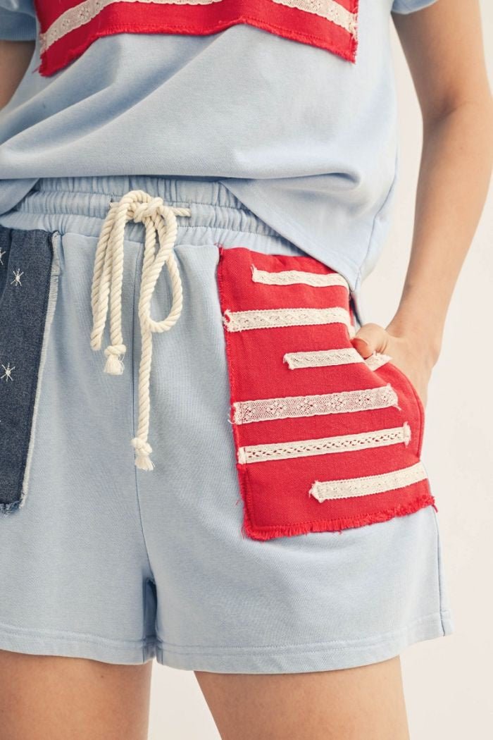 American Flag Drawstring Casual Shorts - Hello Beautiful BoutiqueShortsJodifl