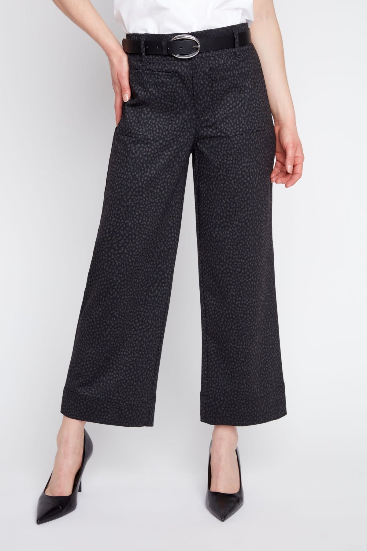 Animal Print Cropped Straight-Leg Knit Pants R11074 - Hello Beautiful BoutiquePantsRenuar