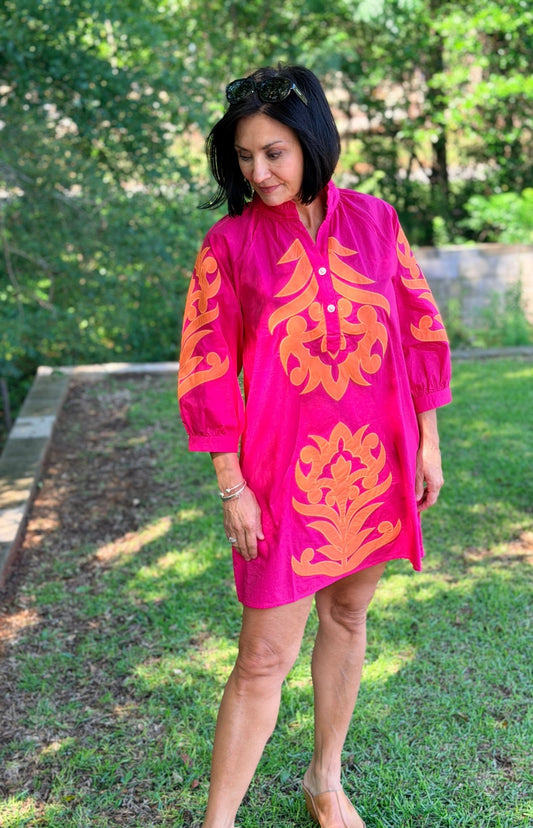Baroque Applique Shift Dress G15266 - Hello Beautiful BoutiqueDressJodifl