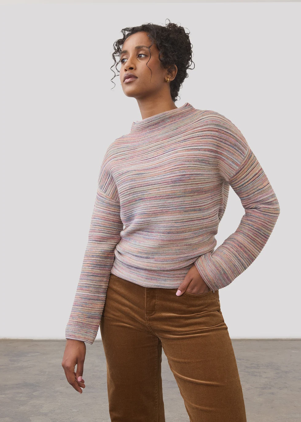 Boat Neck Long Sleeve Sweater 1215888