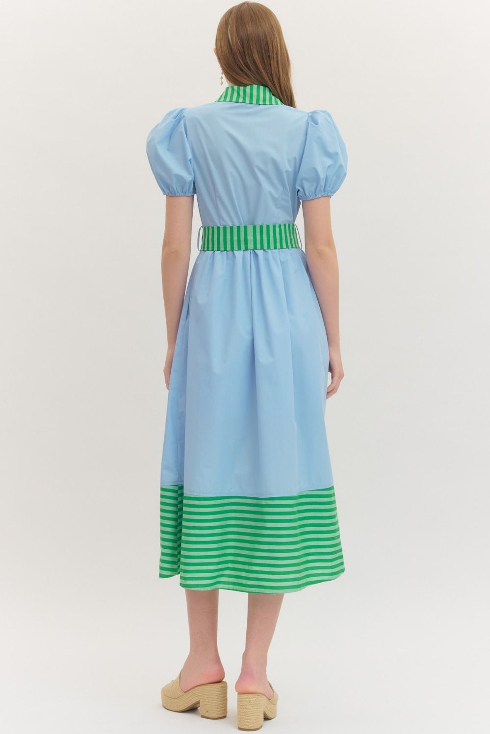 Chic Striped Accent Dress D31052 - Hello Beautiful BoutiqueDressEntro