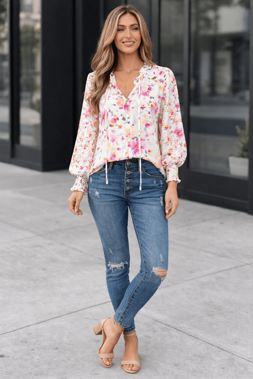 Clover Cakewalk Floral Smocked Blouse - Hello Beautiful BoutiqueBlouses & ShirtsThreaded Pear