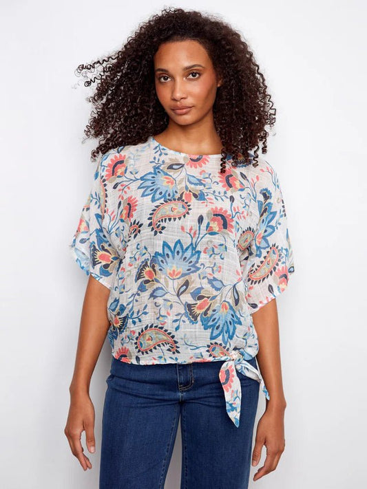 Cotton Guaze Blouse C4403 - Hello Beautiful BoutiqueTopCharlie B