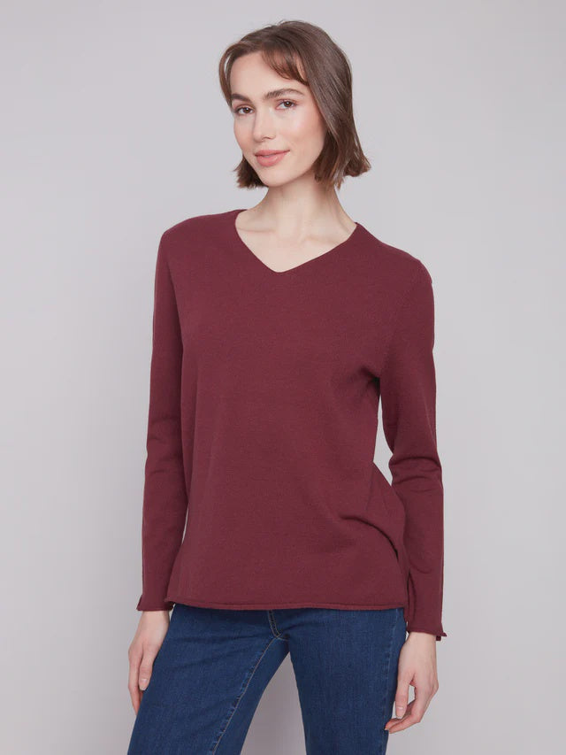 Basic Long Sleeve V Neck Sweater C2279RR