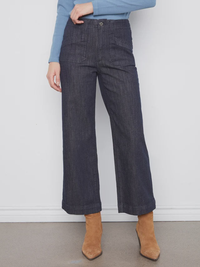 Charlie B Cropped Wide Leg Stretch Jeans