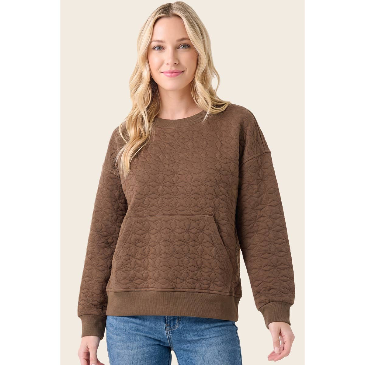 Quilted Kangaroo Pocket Sweatshirt