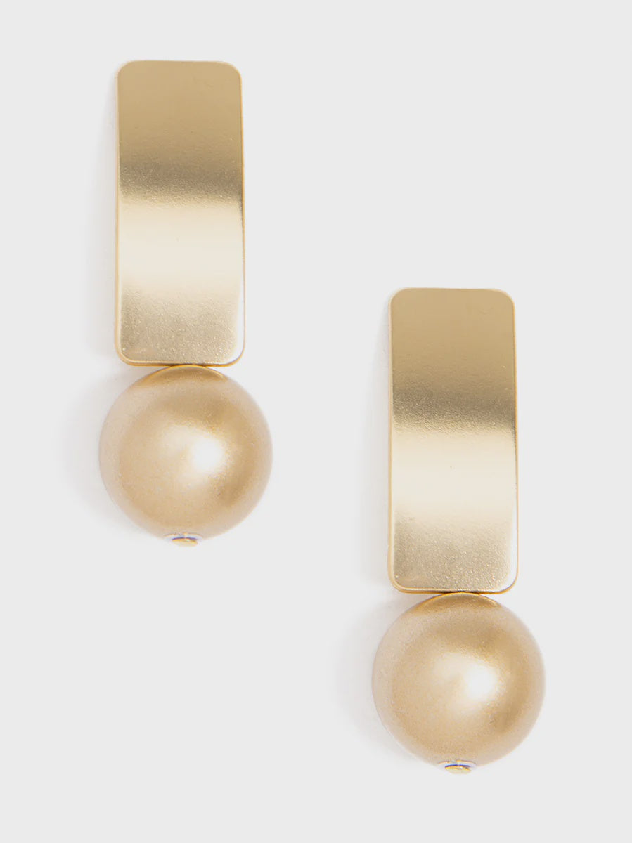 Matte Gold Resin Bead Drop Earring