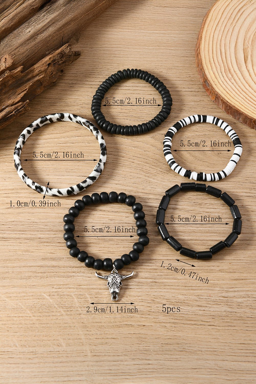 Elisa Charm 5pcs Bracelet Set - Hello Beautiful BoutiqueJewelryThreaded Pear