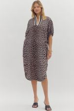 Leopard Midi with Ribbed Band