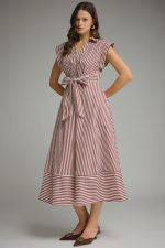 Striped Cap Sleeve Midi D29576