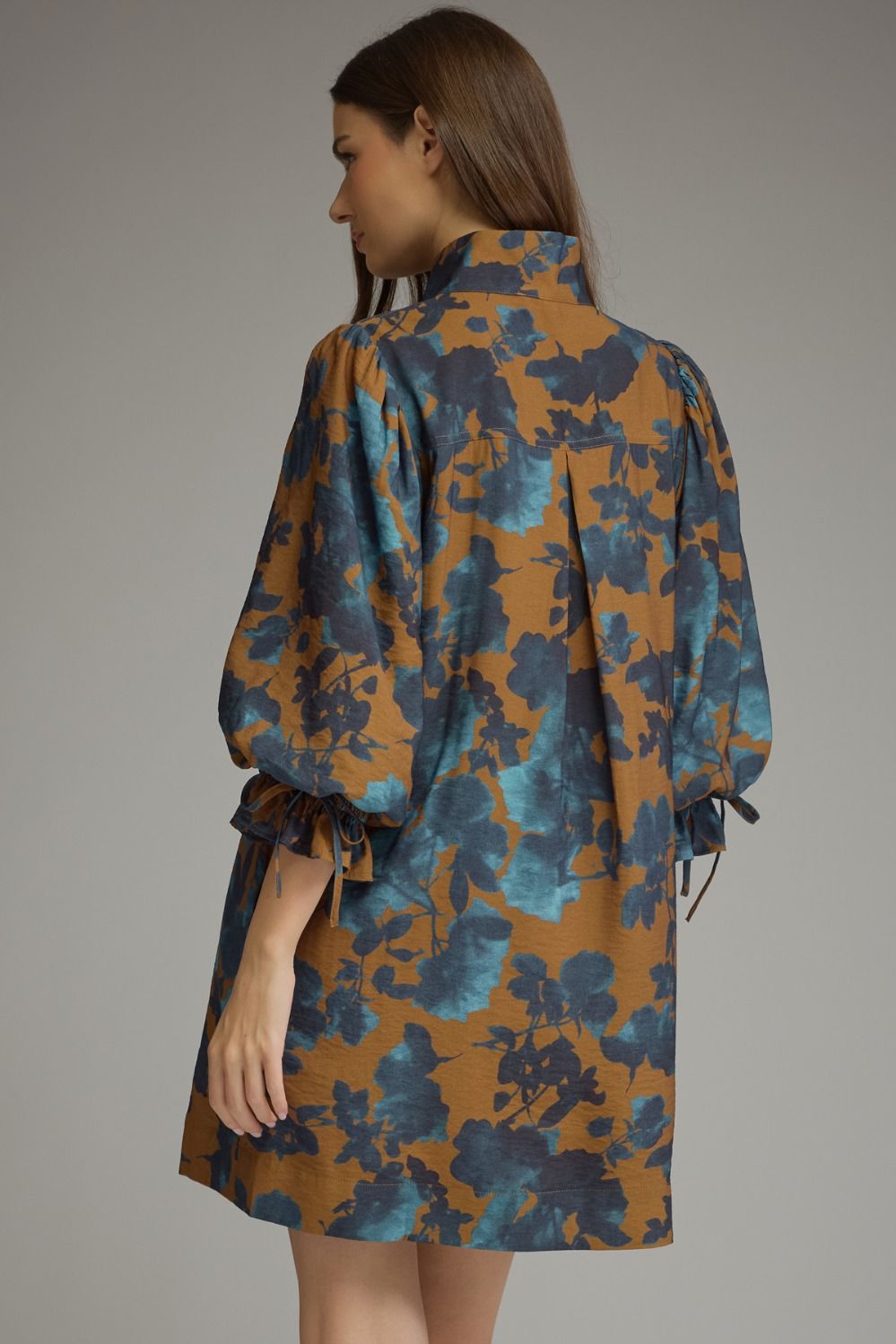 Floral 3/4 Balloon Sleeve Dress