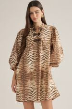 Animal Print Dress with Split Neckline D33877