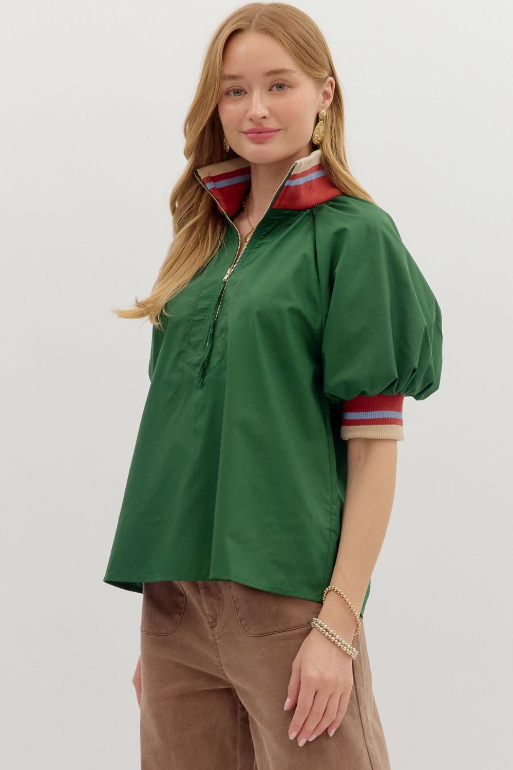 Zip Front Top w/ Accent Band 27624