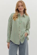 Striped Long Sleeve Collar Shirt 27667