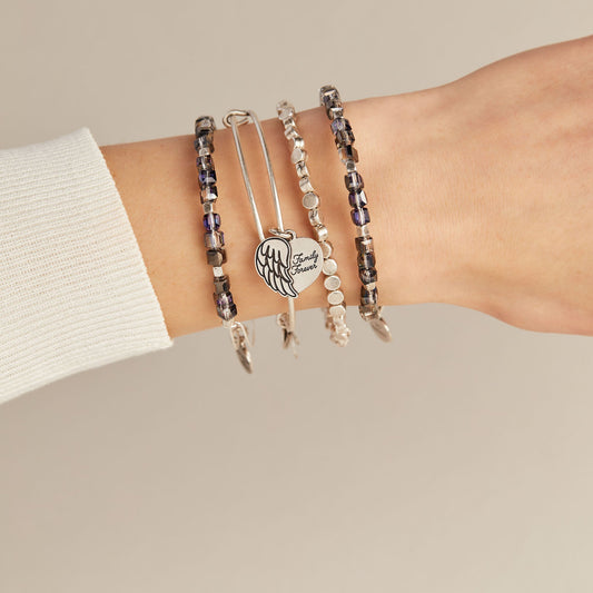 'Family Forever' Angel Wing Heart Charm Bangle - Hello Beautiful BoutiqueBraceletsALEX AND ANI