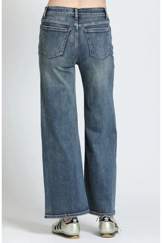 Filigree Detail Mid-Rise Mini Bootcut Jeans - Hello Beautiful BoutiqueAPNY