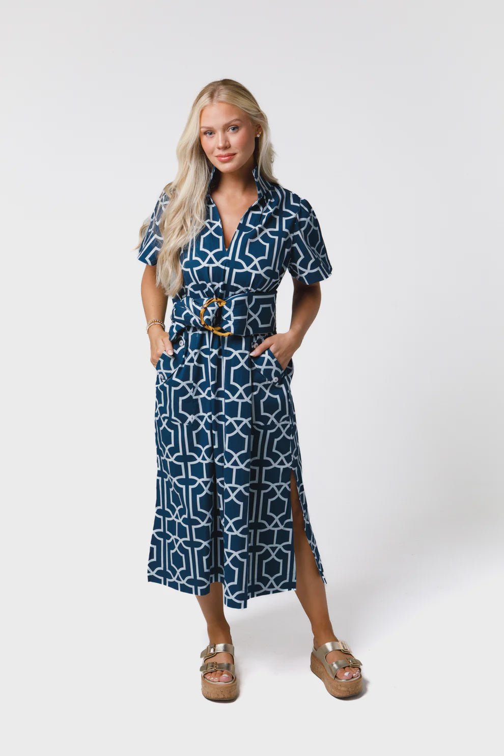 Gretchen Lattice Dove Dress - Hello Beautiful BoutiqueDressHolly Shae Designs