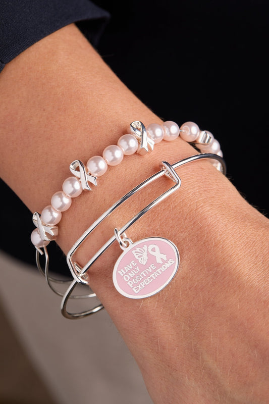 'HOPE' Breast Cancer Awareness Charm Bangle Set of 2 - Hello Beautiful BoutiqueBraceletsALEX AND ANI