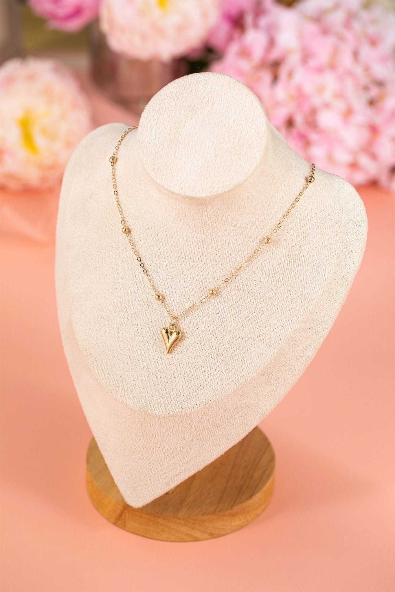 Inaya alloy Puffed Heart Necklace - Hello Beautiful BoutiqueJewelryThreaded Pear