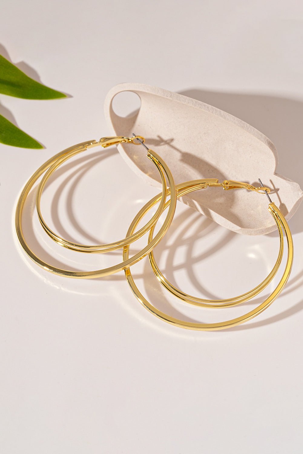 Marigold Plated Double Hoop Earrings - Hello Beautiful BoutiqueJewelryThreaded Pear
