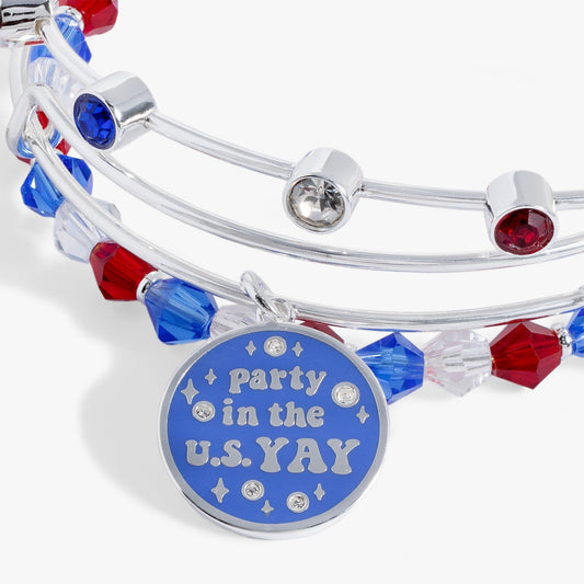'Party in the U S Yay!' Patriotic Bangle Set of 3 - Hello Beautiful BoutiqueBraceletsALEX AND ANI