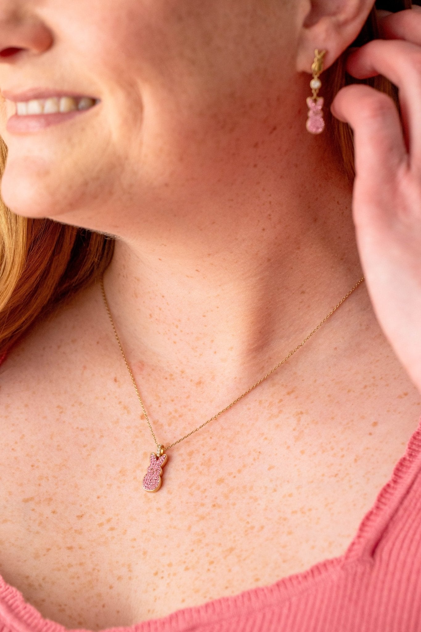 PEEPS® Pink Crystal Bunny Pendant Necklace - Hello Beautiful BoutiqueNecklacesALEX AND ANI