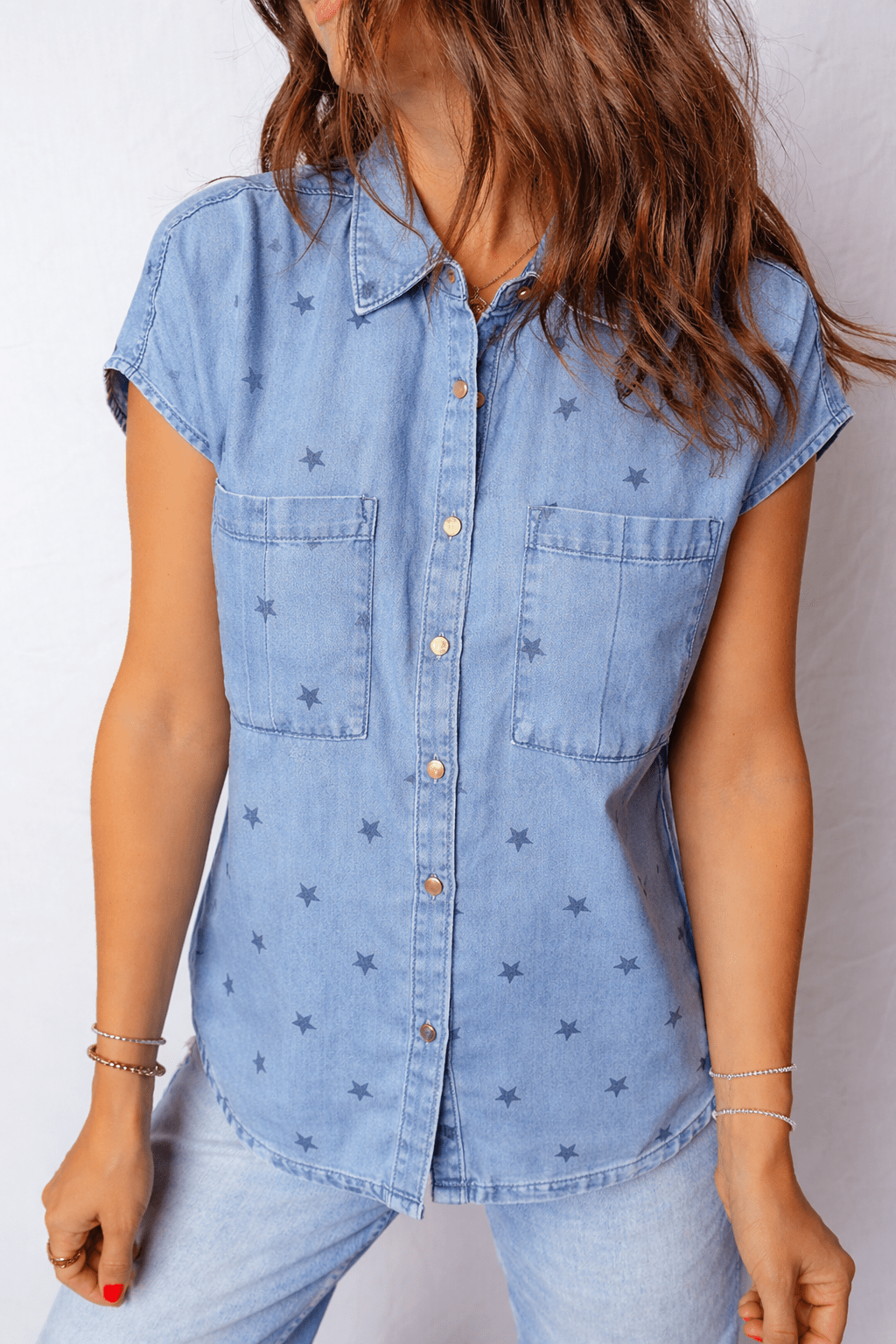 Phoebe Chest Short Sleeve Shirt - Hello Beautiful BoutiqueBlouses & ShirtsThreaded Pear