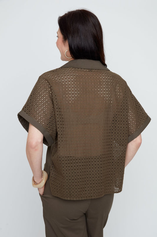 Renuar Woven Top with Mesh Back R5224 - 790 - Hello Beautiful BoutiqueTopRenuar