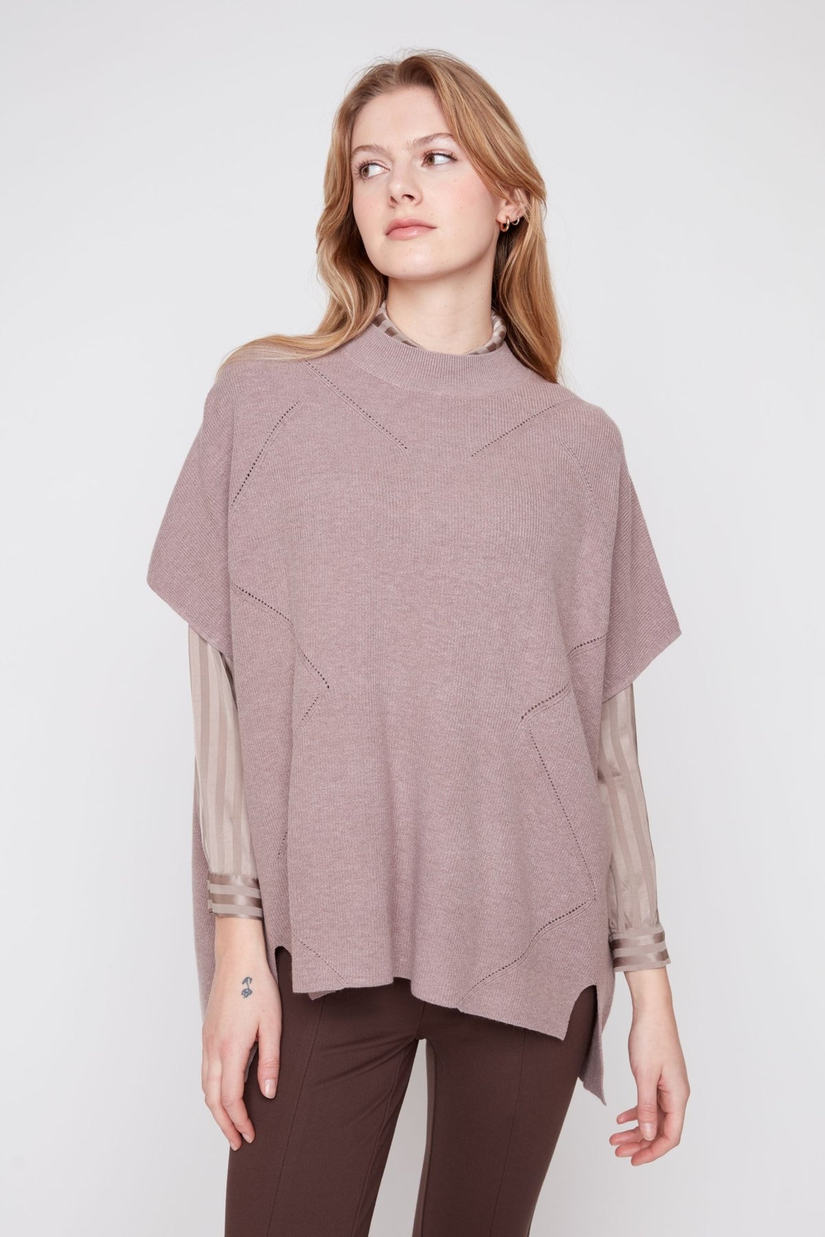 Renuar Zigzag Knit Poncho Sweater R6990 - Hello Beautiful BoutiqueSweaterRenuar