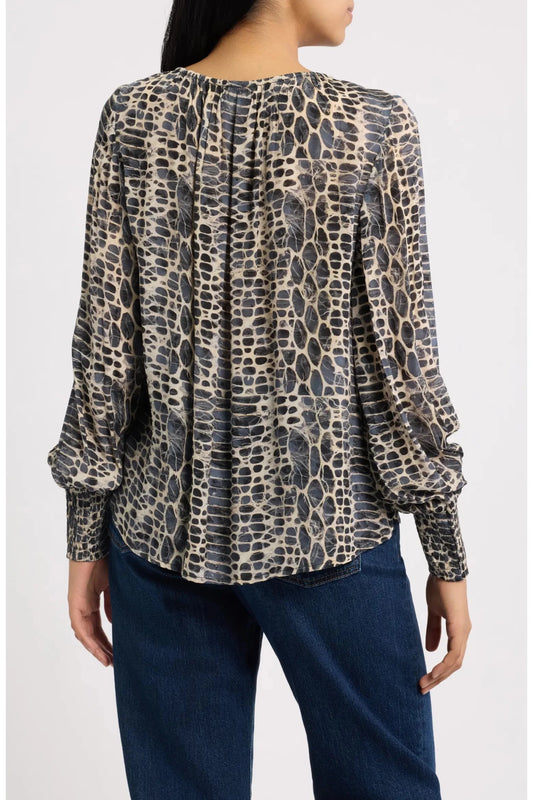 Smocked-Cuff Cupro Blend Top - Hello Beautiful BoutiqueAPNY