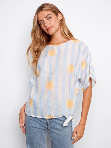 Striped Dolman w/ Side Tie C4403 - Hello Beautiful BoutiqueTopCharlie B