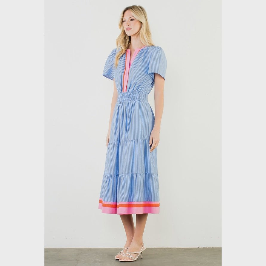 Striped Textured Maxi THS1915 - Hello Beautiful BoutiqueDressTHML