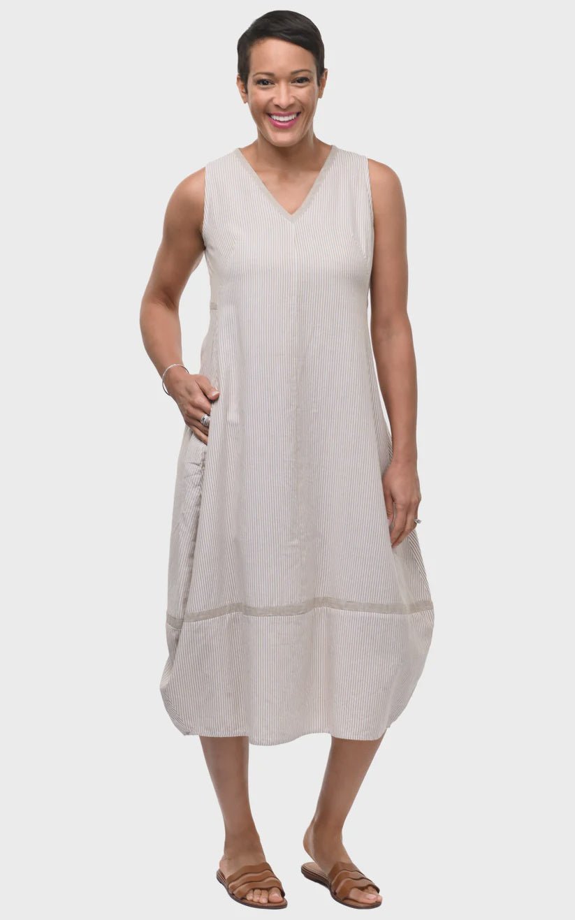 Tulip Patton Dress - Crockery Stripe CV1088 - Hello Beautiful BoutiqueDressTulip