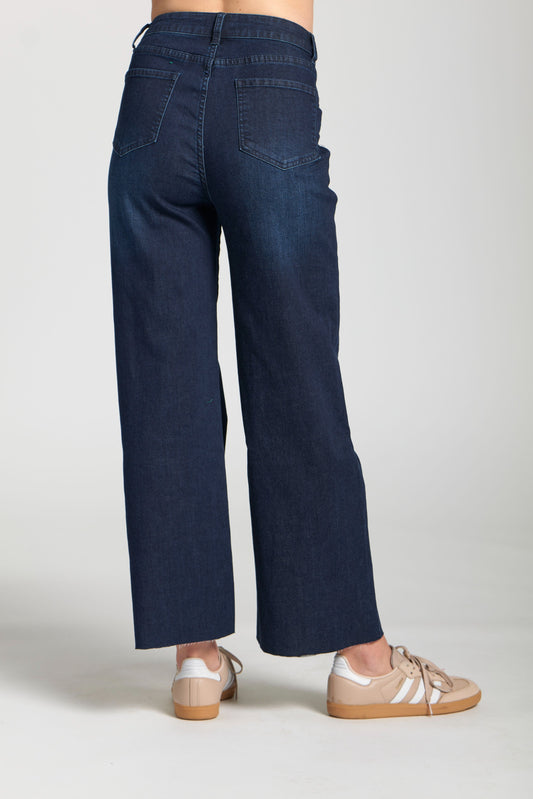 Wide Leg Crop w/ Raw Edge Hem C67B