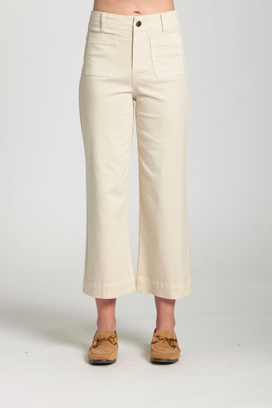 Cropped Wide Leg Pant w/ Patch Pockets B168