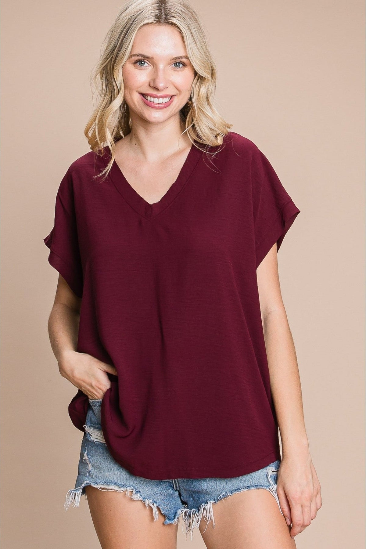 V Neck Uniform Shirt A10482 - Hello Beautiful BoutiqueTopJodifl
