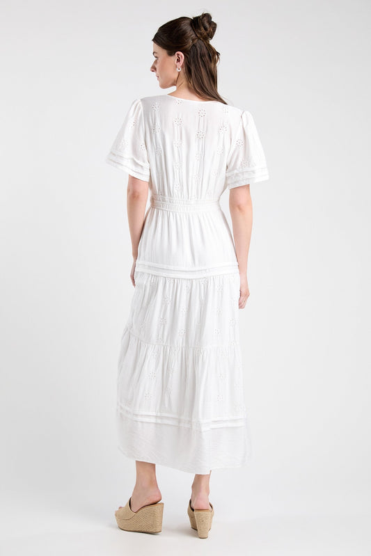 White Eyelet Midi Dress - Hello Beautiful BoutiqueDressEvelen