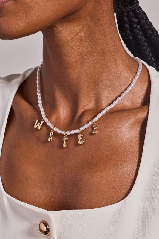 'Wifey' Bubble And Beaded Pearl Necklace - Hello Beautiful BoutiqueNecklacesALEX AND ANI