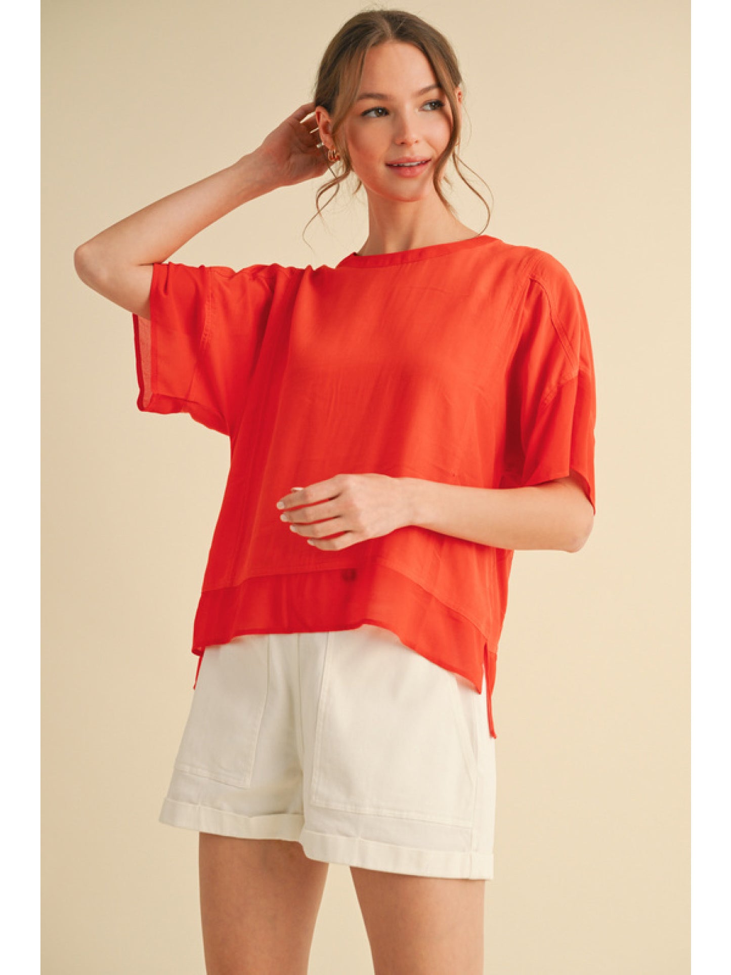 Solid Top w/ chiffon Hemline G14058