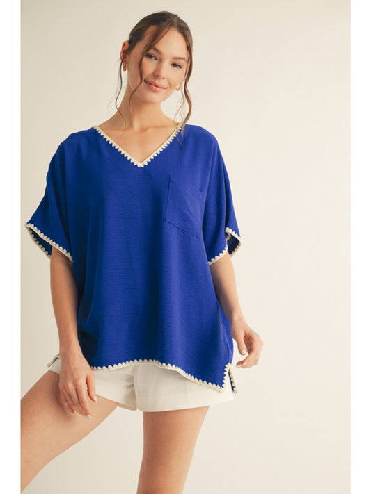 Stitch Detail Loose Fit Top H12229